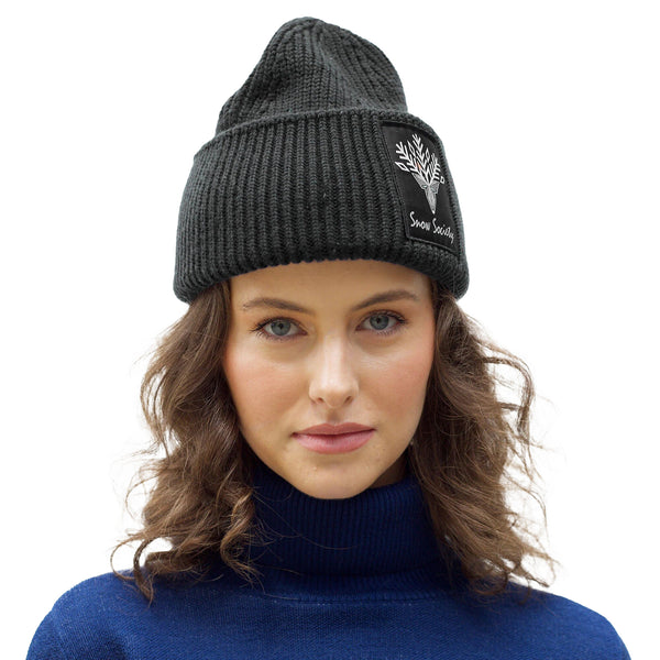 Women’s Mix Black Winter Fleece-Lined Chunky Knit Beanie Snow Hat Cap Women main image 3