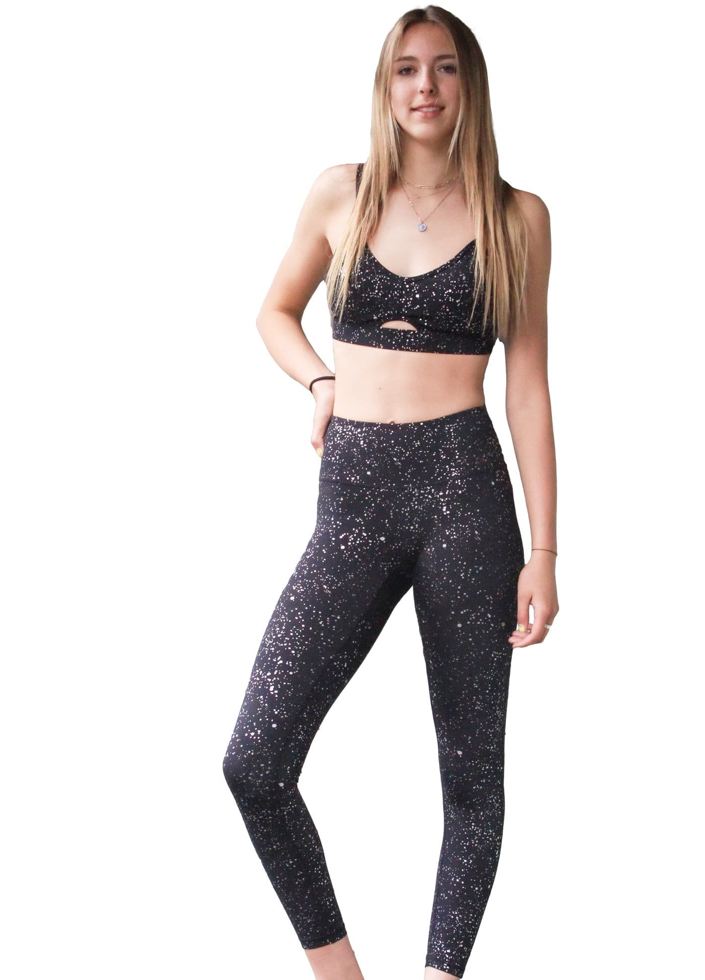 Silver & Rose Gold Sparkle Gabriella Sports Bra - Full Coverage Removable Cup Wirefree Bras for Yoga Training & Gym Workout.