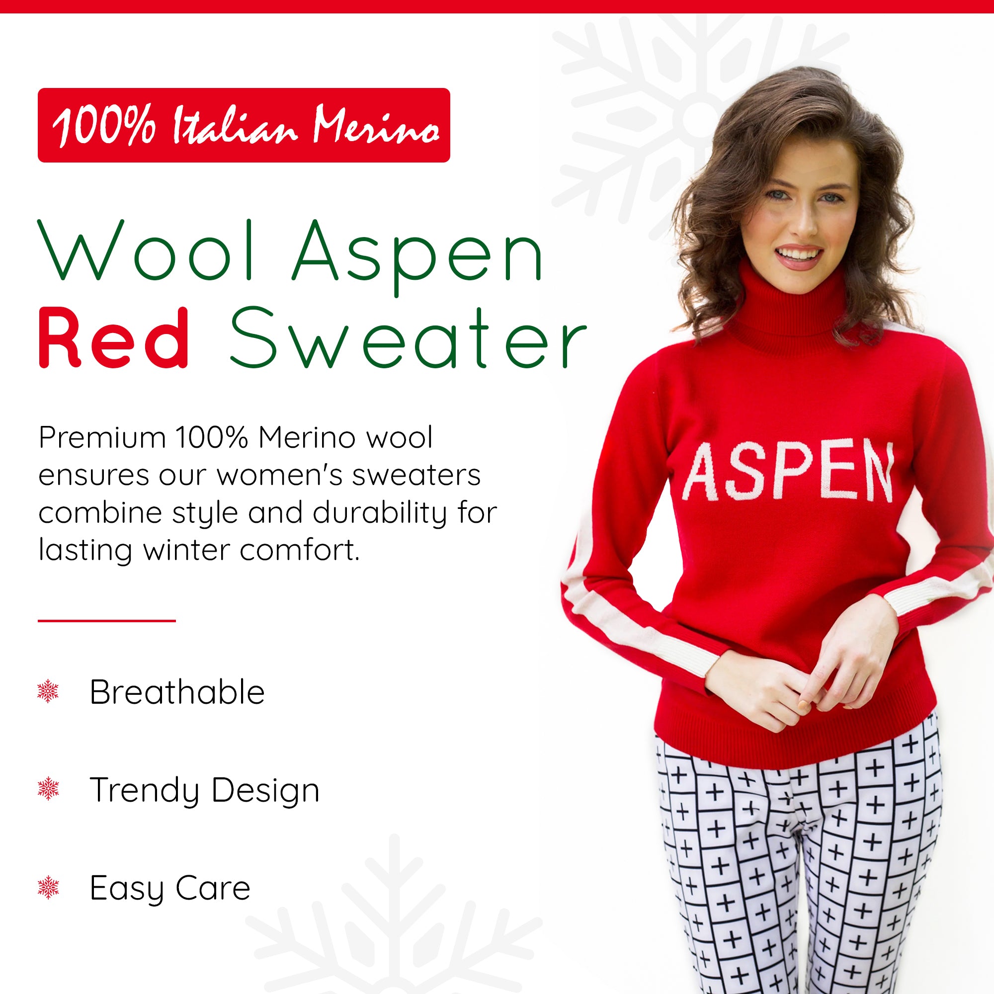 Products 100% Italian Merino Wool Aspen Sweater Turtleneck Long Sleeve Warm Soft Knitted Pullover