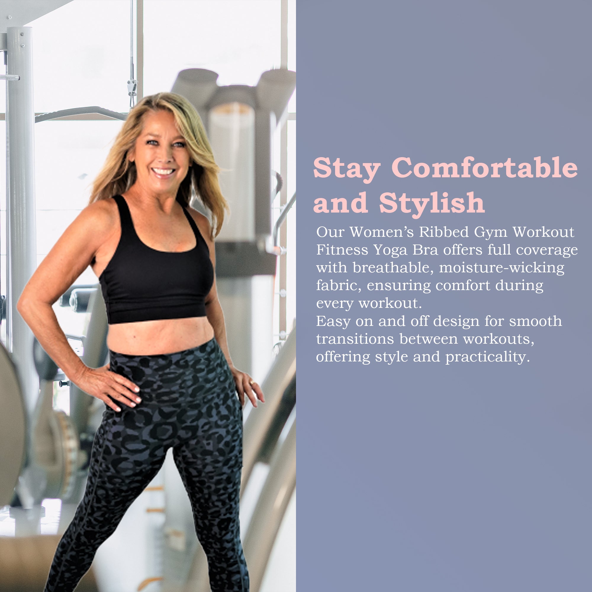 Denise Austin's High Impact Cross Back Sports Bra, Strappy Black Bra for Workouts