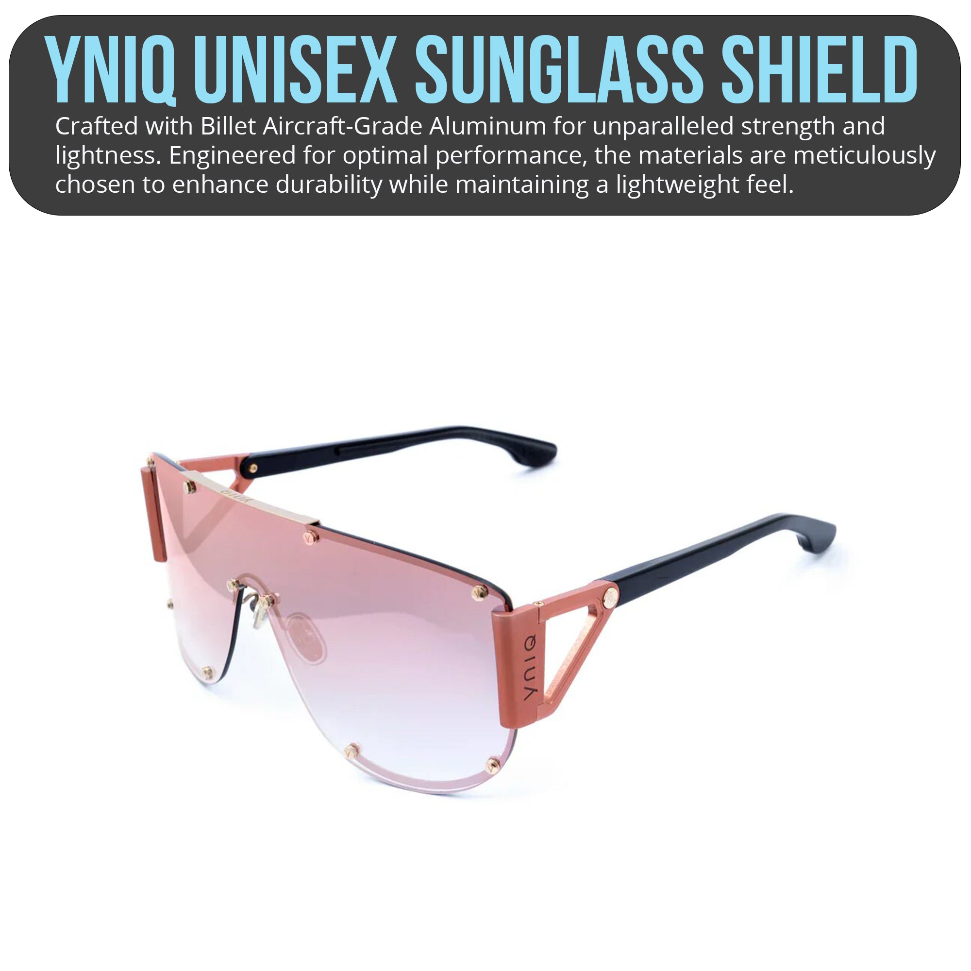 Yniq The Shield One Rose Gold Sunglasses - Luxury Sunglasses with UV Protection