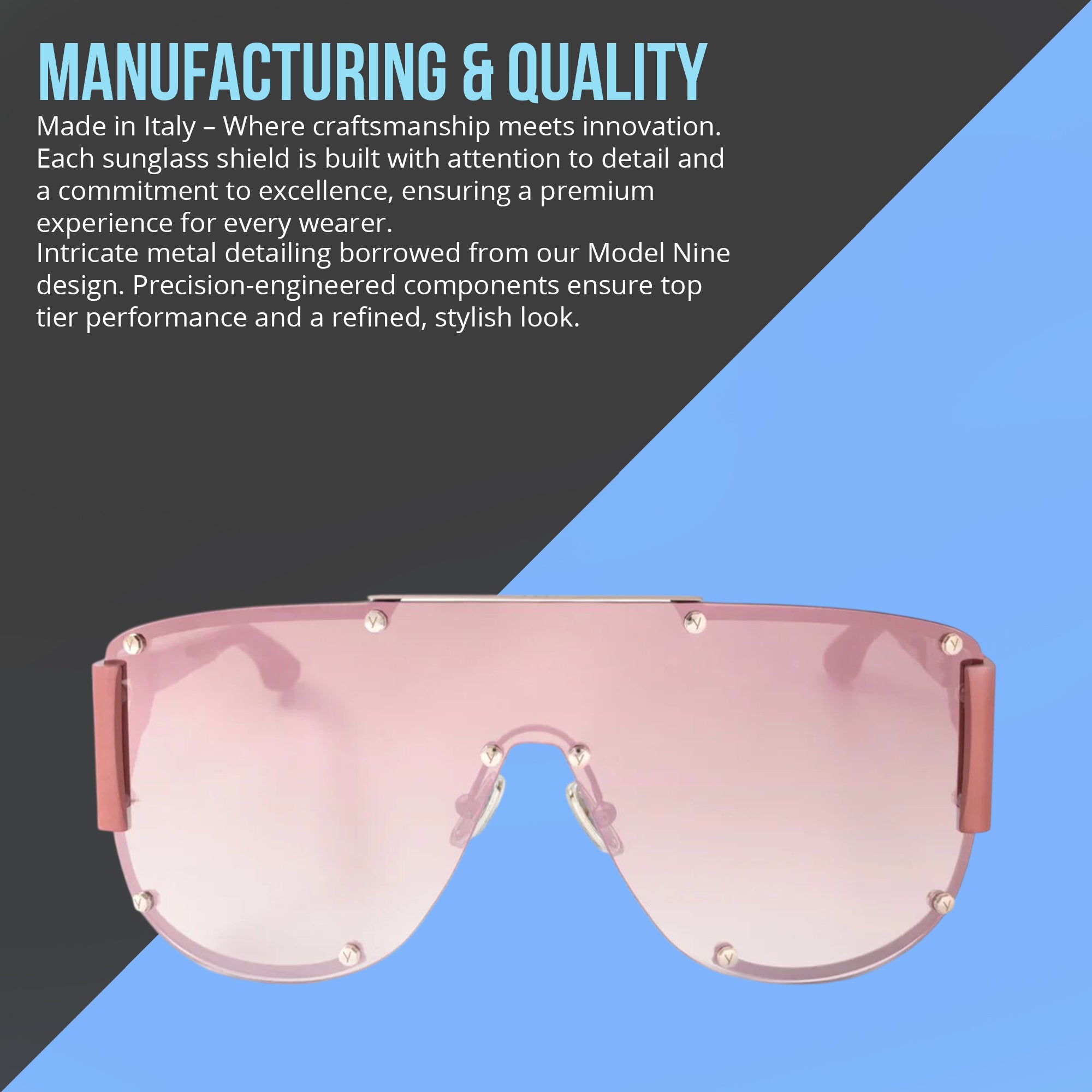 Yniq The Shield One Rose Gold Sunglasses - Luxury Sunglasses with UV Protection