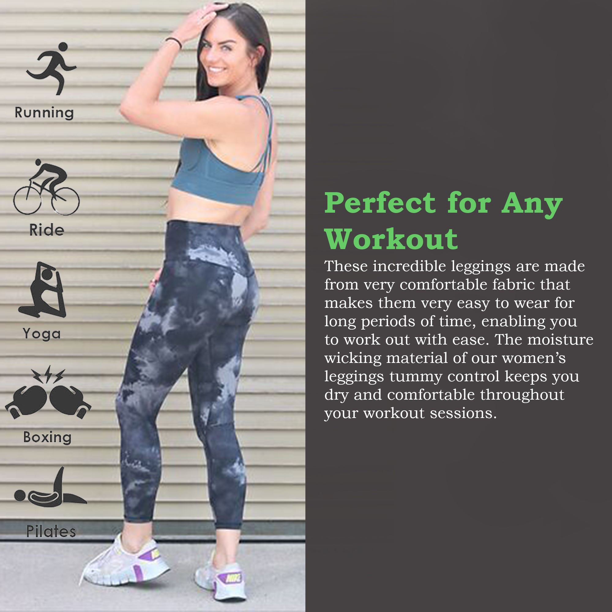 Vita Atletica High Waist Tie Dye Yoga Leggings Tummy Control Capri Length Stretch Athletic Workout Pants