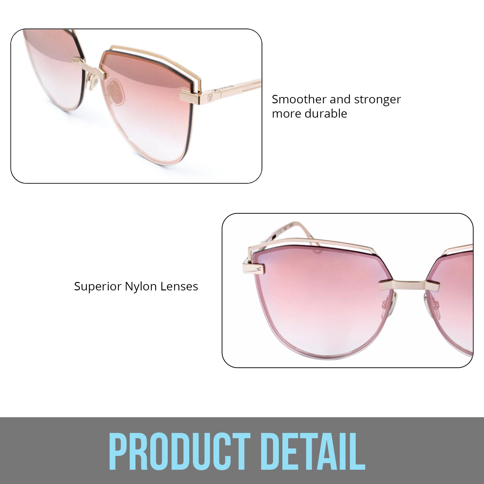 Yniq L. Vonn Edt One Rose Gold Sunglasses – Luxury Sunglasses with UV Protection