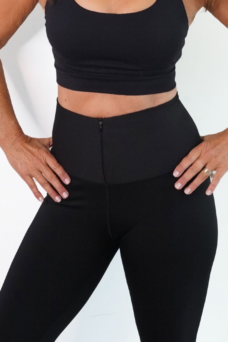 Denise Austin's Zip Up Your Abs High Waist Zipper Yoga Leggings