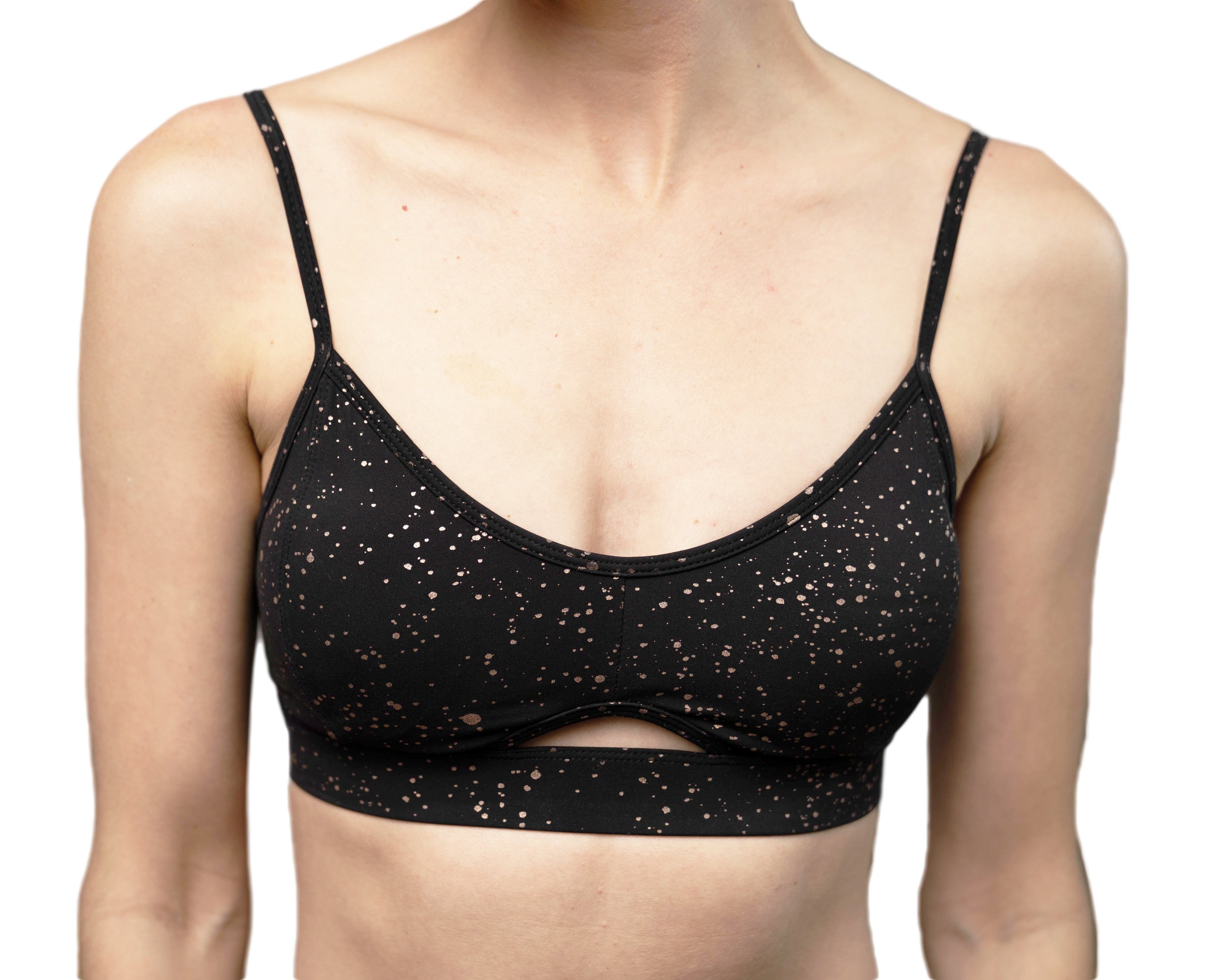Silver & Rose Gold Sparkle Gabriella Sports Bra - Full Coverage Removable  Cup Wirefree Bras for Yoga Training & Gym Workout