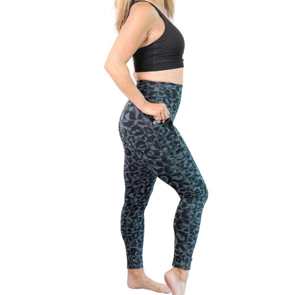 Denise Austin's High Waist Leopard Yoga Leggings with Pockets