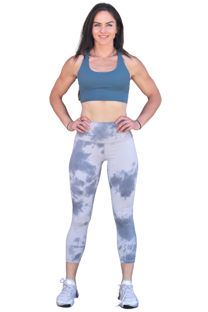 Yoga Bra - Grey/ Blue Acid Tie Die Sports Bra- Avocado Metamorphis