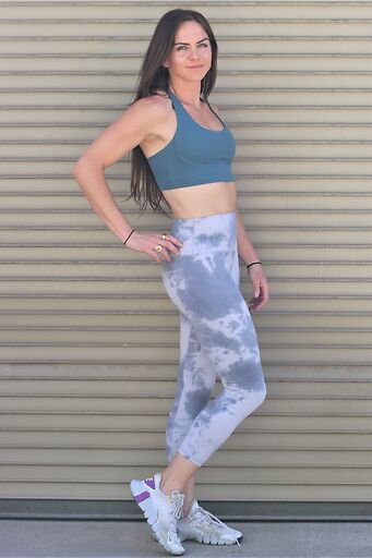 Tie dye print, cropped, high waisted workout leggings in fitted