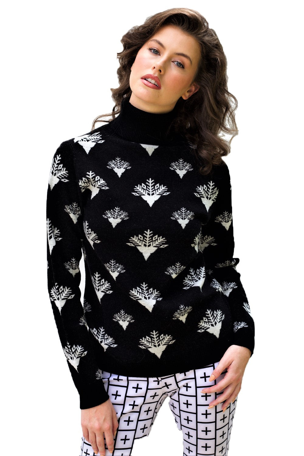 100% Italian Merino Wool SS Logo Sweater Turtleneck Long Sleeve Warm Soft Knitted Fall Winter Pullover