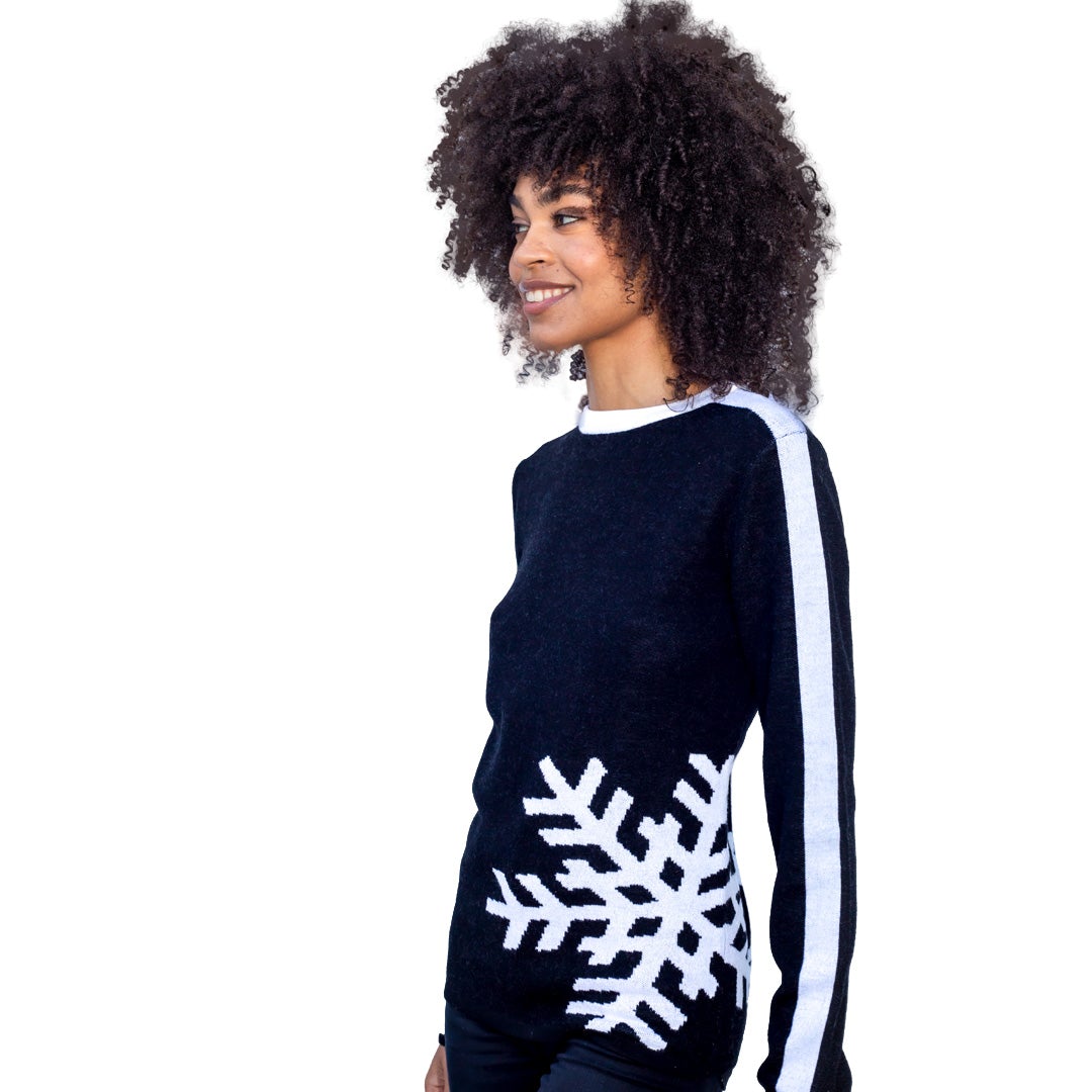 Black Ski Sweater with Snowflake